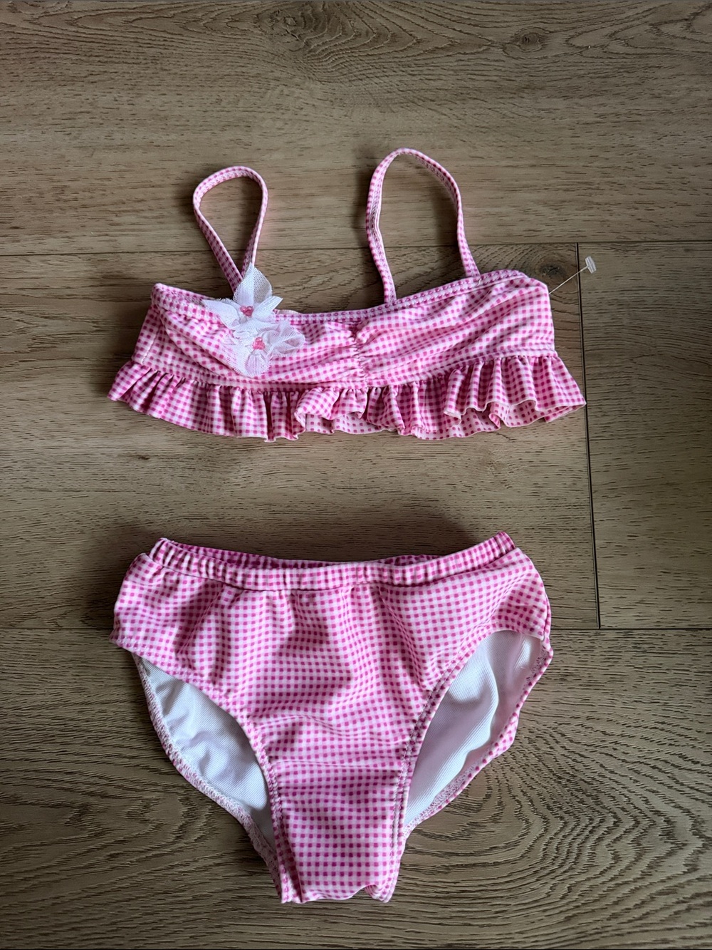 Girls Pink Gingham Ruffle Two-Piece Swim Set new but tag fell off- 5 years